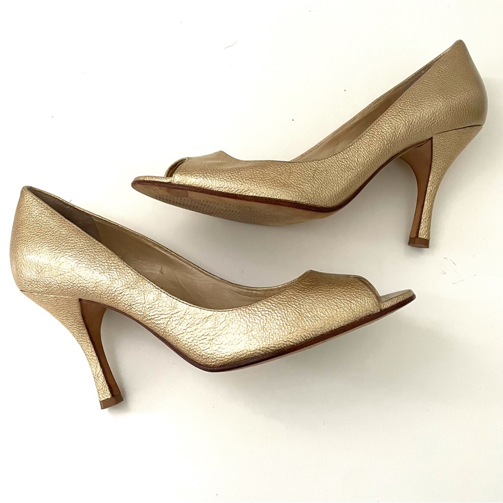 Antonio Melani Gold Peep Toe Pumps